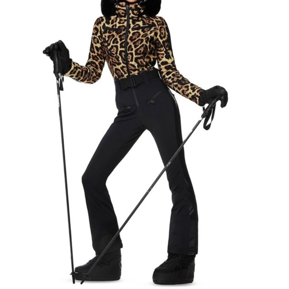 NWT Goldbergh lynx leopard print fur trim down hooded ski suit - Picture 4 of 14